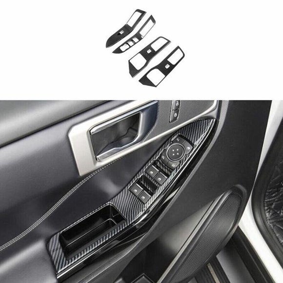for Ford Explorer 2020 - 2023 Carbon Fiber Style Window Lock Lift Panel Trim F for Ram e -