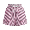 thumbnail image 5 of QTBIUQ Striped Shorts for Women Elastic Waist Drawstring Side Pockets Casual Summer Shorts, 5 of 5
