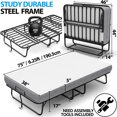 thumbnail image 5 of Twin Size Folding Bed with Mattress 75"X38" for Adults 5" Memory Foam Mattress Rollaway Portable Foldable Guest Student Extra Bed with Sturdy Metal Slats Frame on Wheels Fold Up Space-saving, 5 of 8
