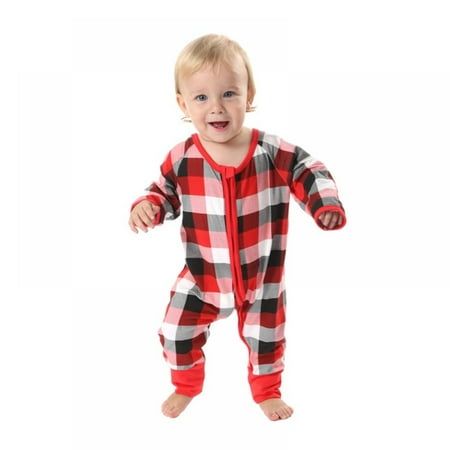 

Clearance! Baby Pajamas Onesies Cotton Family Christmas Pajamas Plaid Sleepwear Pjs One-piece Loungewear Baby: 9-12 Months