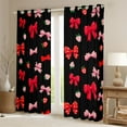 thumbnail image 3 of Feelyou Cartoon Ribbon Bow Black Out Curtains for Kids, Black Pink Bowknot Curtains Pack of 2 (42x63 Each), Kawaii Strawberry Bedroom Curtains, Window Curtains Home Decor, 3 of 7