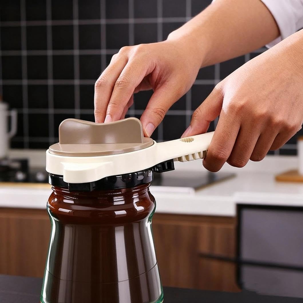 4 In 1 Multi-Purpose Jar Opener, 2026 Adjustable Stainless Steel Lid Opener with Non-Slip Long Handle for Jars Bottles Cans