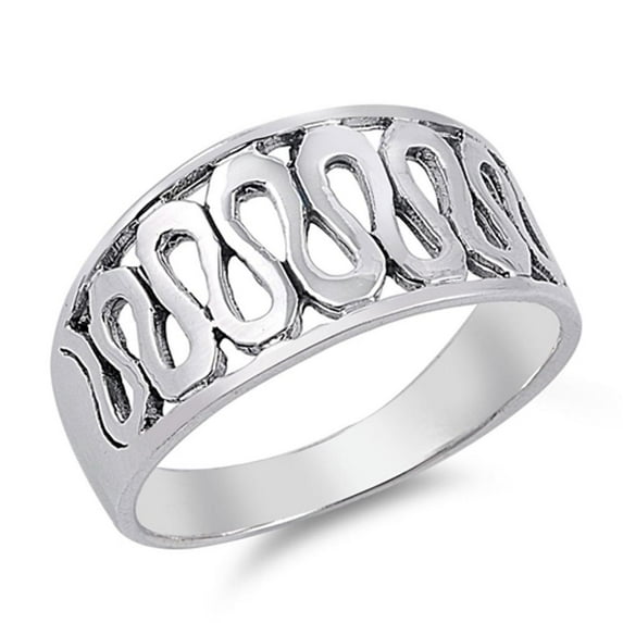 High Polish Wave Spiral Filigree Ring .925 Sterling Silver Band Jewelry Female Male Unisex Size 7