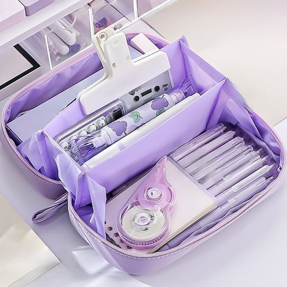 PiGOGI College Dorm Setup Big Capacity Pencil Case 5 Compartment S-chool Supplies Organizer for Middle S-chool Accessories College S-tudents office Stationery