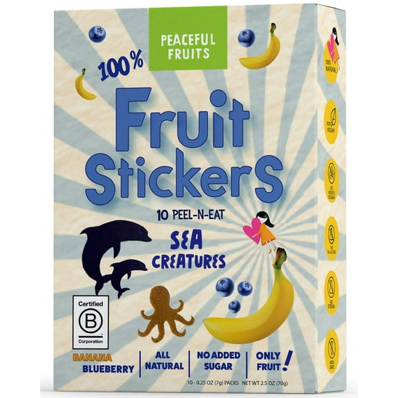 (Pack of 12) Peaceful Fruits Fruit Sticker Box Sea Blueberry Banana 2.5 oz