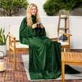 thumbnail image 6 of PAVILIA Emerald Green Fleece Wearable Blanket with Sleeves for Adults Women Men, Soft Warm Full Body Wrap Throw, Sweatshirt Pocket, Cozy Pullover Robe Blanket with Arm, Gifts for Christmas Mom Wife, 6 of 9