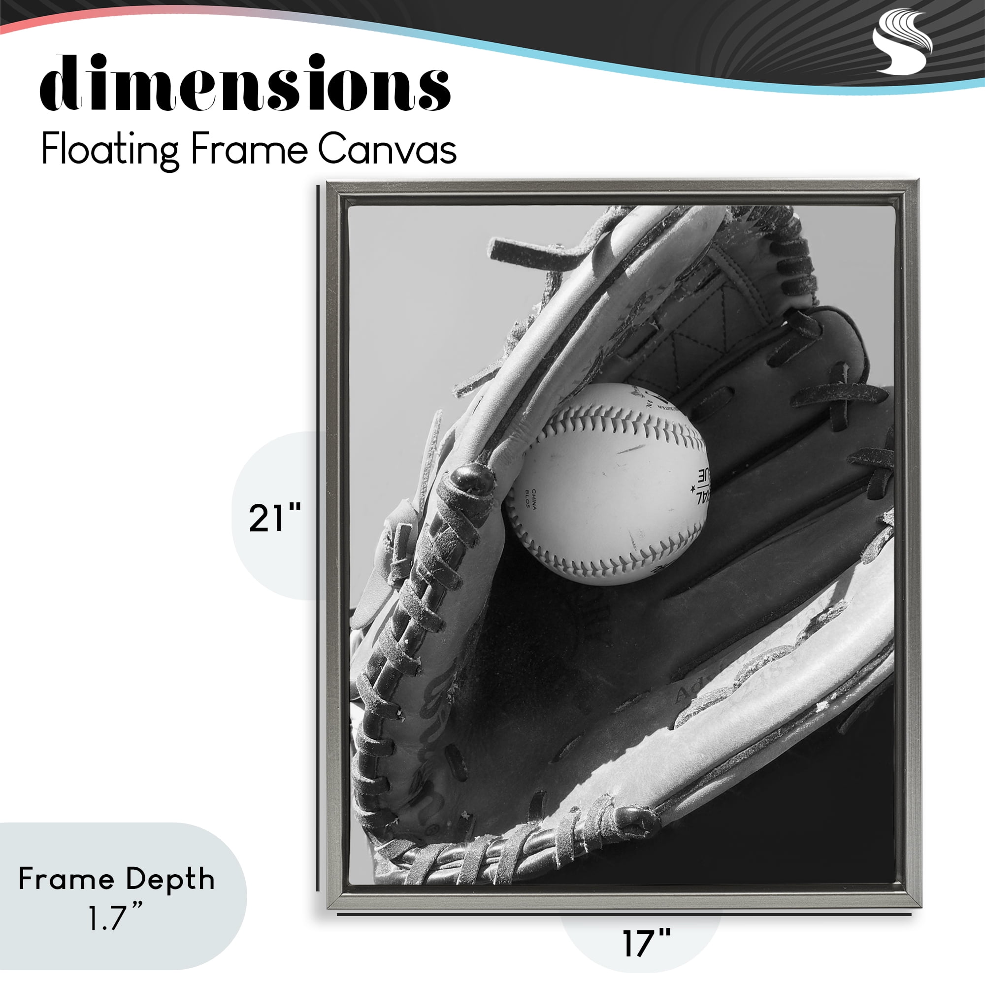 Stupell Industries Nice Catch Baseball Gray Framed Floater Canvas Wall Art, design by Marcus Prime