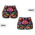 thumbnail image 5 of Haiem Colorful Floral Embroidery Mexican No Front Seam Biker Shorts for Women Yoga Workout Gym Bike Shorts with Tummy Control Moisture-Wicking-XX-Large, 5 of 9
