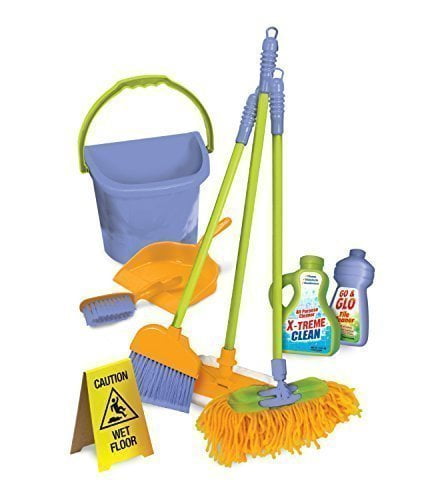 Kids Prentend Play Mop Cleaning Cleaner Toy Gift for Toddlers Girls Green 
