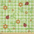 thumbnail image 2 of Ambesonne Summer Fabric by the Yard Microfiber, Ladybugs Flowers Leaves, 3 Yards, Lime Green Orange Red, 2 of 2