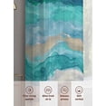 thumbnail image 6 of Turquoise Gradient Sheer Curtains 108 inches Long 2 Panels Set Abstract Beach Ocean Wave Oil Painting Tiers Sheers Rod Pocket Small Window Short Curtains for Kitchen Cafe, Each 52" W x 108" L, 6 of 7