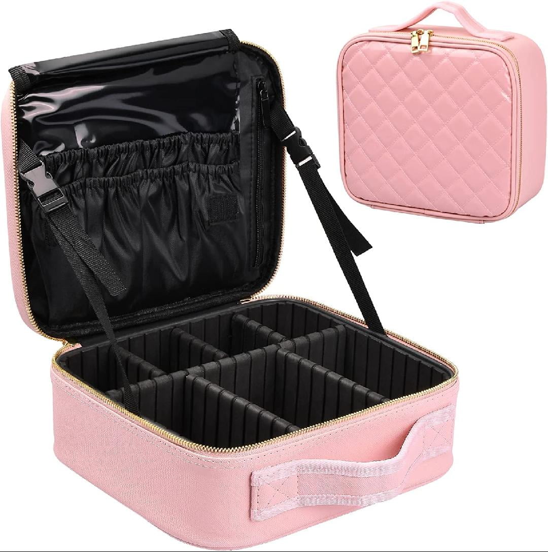 Wet increase mesh Makeup Cosmetic Case Organizer, PU Leather Cosmetic Bag with Compartments  Mirror, Travel Makeup Train Case, Large Cosmetic Bag, Travel Makeup Bag for Cosmetics  Makeup Brushes Toiletry - Walmart.com