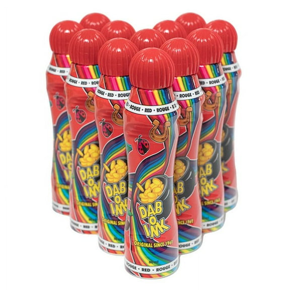 Dab-O-Ink Bingo Daubers - 12 Pack - Red - 3 ounce size - Bingo Ink Markers