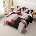 thumbnail image 3 of Castle Fairy Retro Geometric Block Quilt King 3 Pieces,Abstract Vertical Streak King Coverlet Set,Black Red Offwhite,1 Bedspread and 2 Pillowcases, 3 of 7