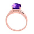 thumbnail image 4 of Mauli Jewels Rings for Women 2.25 Carat Cushion Cut Amethyst Ring 4-Prong 10K Rose Gold, 4 of 6