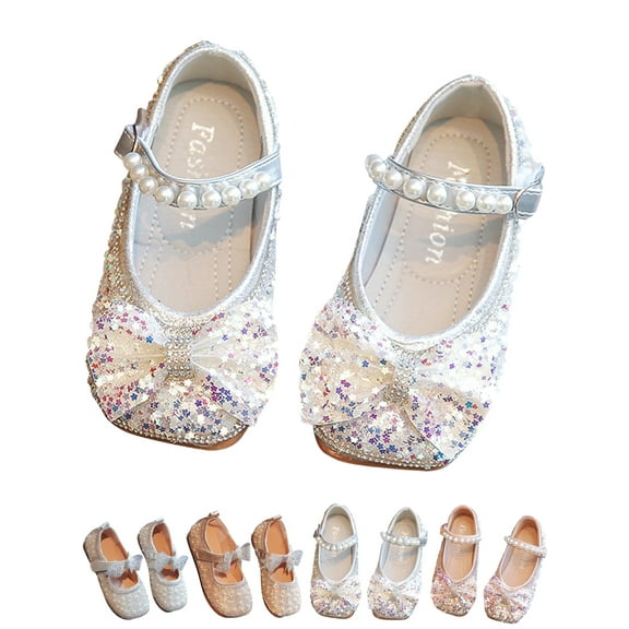 BULLPIANO Girl Dress Shoes Kids Girl Mary Jane Pearl Ballet Flats Party School Wedding Princess Dance Shoes 1-9 Years