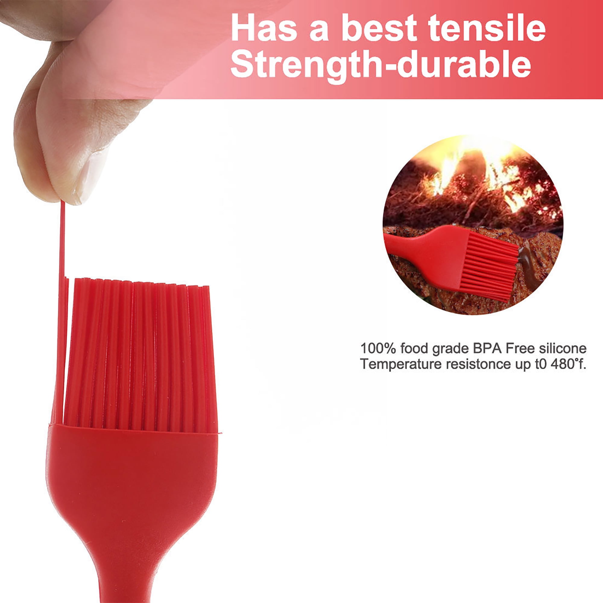 2pcs Silicone Grill Basting Brushes Oil Butter Marinades Heat Resistant