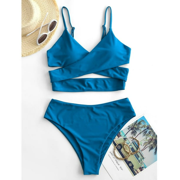 Girls Two Piece Swimsuit Women s Bikini High Waisted Tummy Control Two Piece Swimsuit Swimwear Tankini Walmart