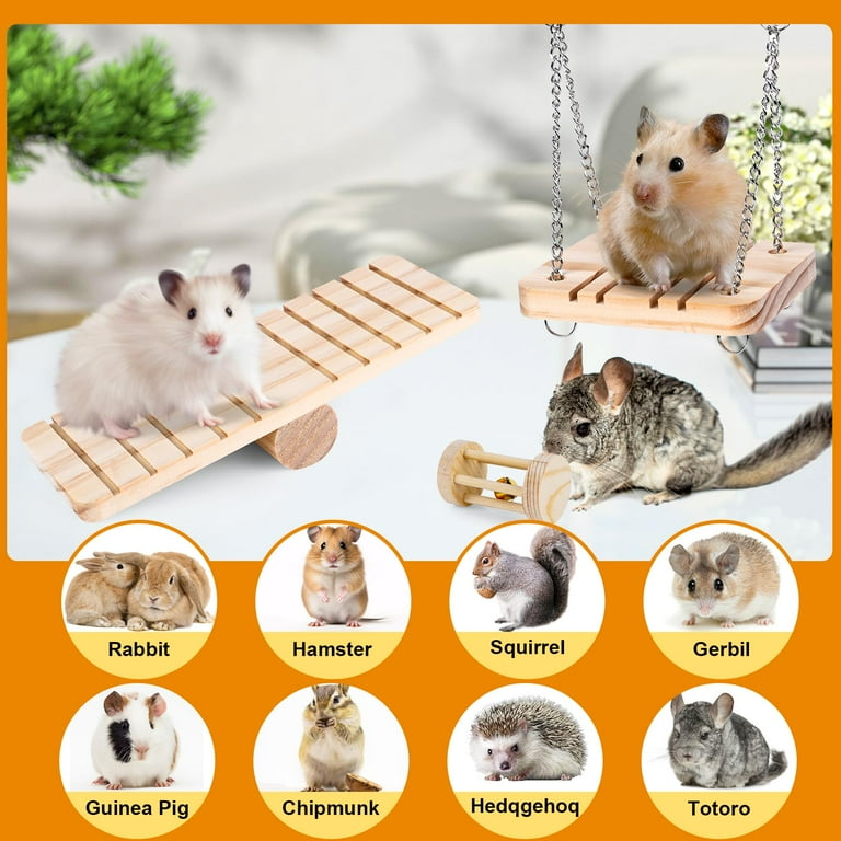 Juguetes De Madera Para Masticar Para Conejos, Cobayas Y Hámsters - 2 Piezas, Naturales Y Seguros