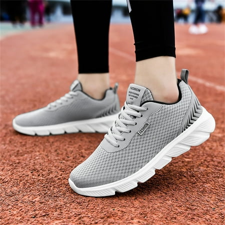 

PhoneSoap Men Colorblock Mesh Lace Up Casual Shoes Comfortable Breathable Soft Sole Sneakers Grey