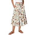 thumbnail image 3 of Women's Floral Print Maxi Skirt, High Waist Drawstring Tiered Flowy Skirt, Lightweight Boho Skirt for Beach, Music Festival and Summer,Beige,L, 3 of 7