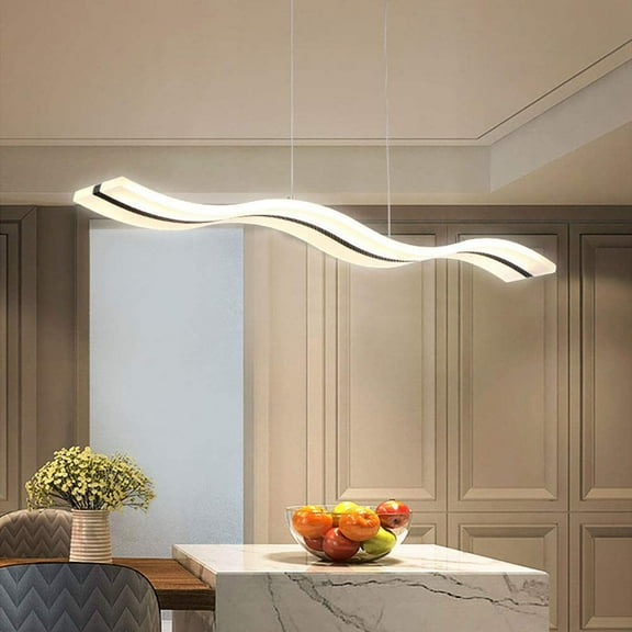 Miumaeov Modern LED Pendant Light Dimmable Fixture Modern LED Wave Chandelier Hanging Light Fixture for Contemporary Dining Living Room Kitchen Island Table