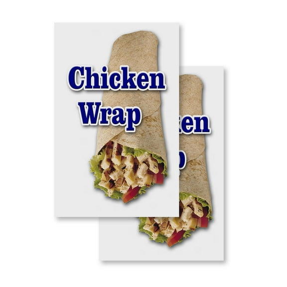 Chicken Wrap (2-PACK) 24" x 36" Vinyl Decals | Sign Insert Peel & Stick Decals Stickers Window Signs