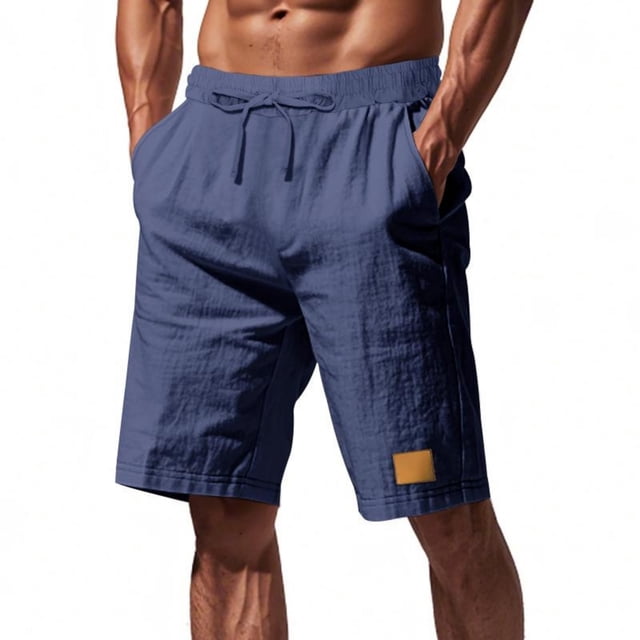 Pantalones Elásticos de la Cintura de los Hombres de Color Sólido Moda Casual con Bolsillos Encaje de la Cintura Pantalones Cortos, Pantalones Cómodos para Diarios