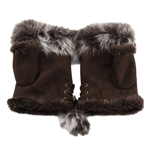 Half Finger Winter Gloves, Suede, for Women, Keyboard & Touchscreen, Warm