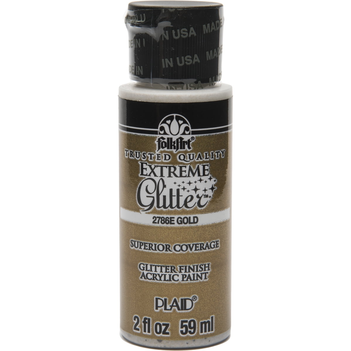 FolkArt 2786E Extreme Glitter Acrylic Craft Paint, Glitter Finish, Gold