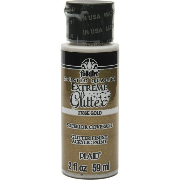 FolkArt 2786E Extreme Glitter Acrylic Craft Paint, Glitter Finish, Gold