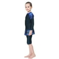thumbnail image 3 of IBTOM CASTLE Kids Girls Burkini Swimsuits Modest Muslim Islamic Long Sleeve Rash Guard Full Cover Hijab Top Skirted Swim Capris ​Swimwear 3-4 Years Navy Blue, 3 of 8