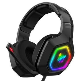 ONIKUMA K10 Gaming Headset, for PS4 Xbox One PC Nintendo Switch Tablet Smartphone, Stereo Bass Surround RGB Noise Cancelling Over Ear Headphones with Mic