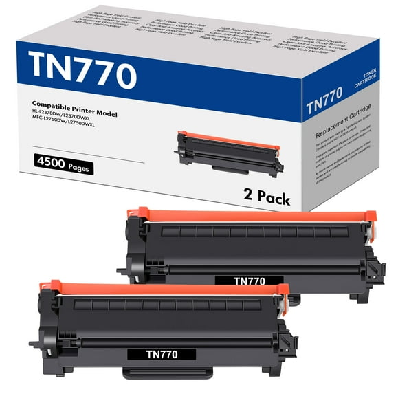 TN770 Toner Cartridge High Yield Compatible for Brother TN-770 TN 770 MFC-L2750DW MFC-L2750DWXL HL-L2370DW HL-L2370DWXL Printer (Black, 2-Pack)