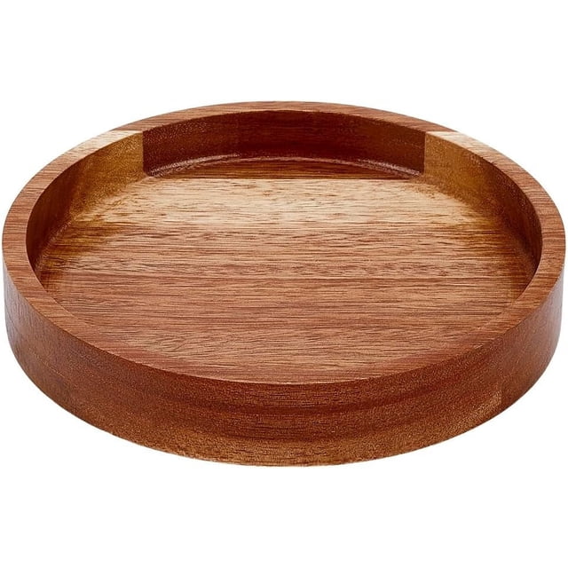 Bandeja redonda de madera de acacia de 15 cm (5,9 pulgadas), plato decorativo para servir, tabla pequeña de embutidos, bandejas sólidas
