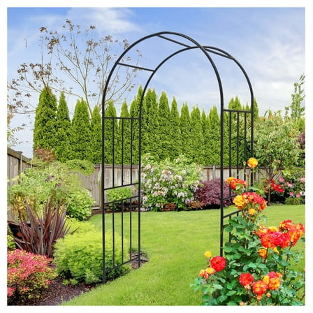 Metal Garden Arch L42.24'' x W17.52'' x H85.82'' Climbing Plants Support Rose Arch Outdoor Black