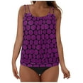 thumbnail image 3 of adviicd Modest Swimsuits for Women Women Ruffle High Waisted Tankini Swimsuit Tummy Control Bathing Suit(Purple,L), 3 of 8