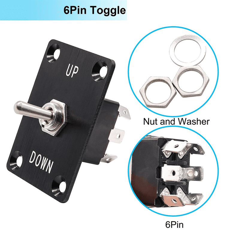 ITW Toggle Switch 16A 125VAC, 6-Pin 3-Position (ON-OFF-ON), Waterproof Dustproof Rocker Switch, Panel Mount