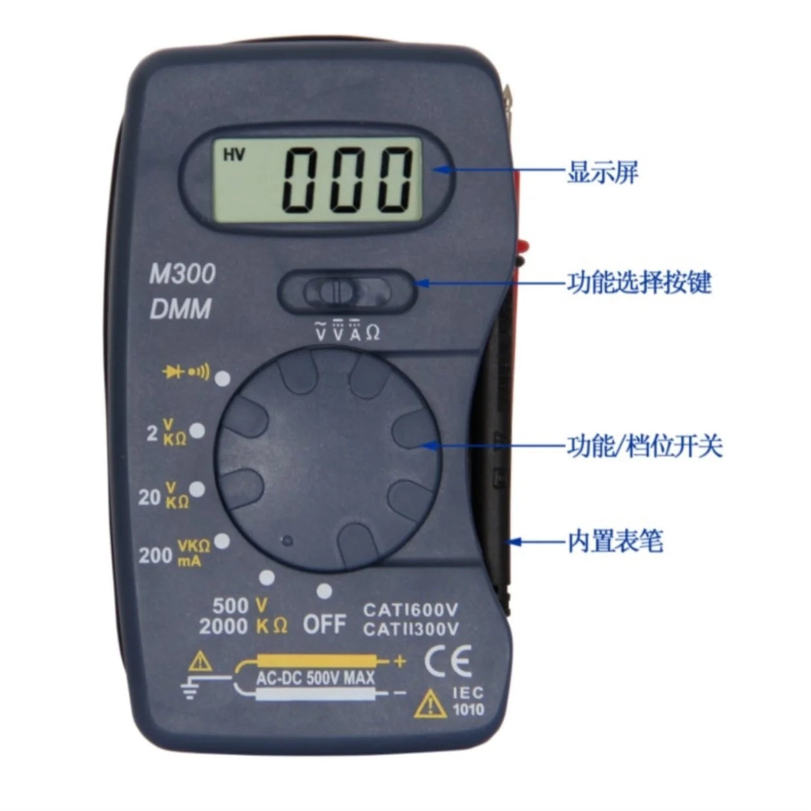 10Pcs/lot Ultra-thin Digital Multimeter M300 Mini Pocket Integrated Multimeter AC DC Ammeter Voltmeter Ohmmeter BatteryTest ,High Accuracy
