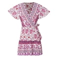 thumbnail image 1 of Fortune Femmes Bohemia Robe d'Été Robe de Plage à Manches Courtes Profonde V-Cou en Vrac Robe Florale, 1 of 3