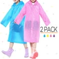 thumbnail image 2 of Poncho de Pluie Portable pour Enfants, Imperméable Réutilisable avec Capuches et Manches, Durable, Léger et Parfait pour les Activités Extérieures - Bleu&Rose, 2 of 4