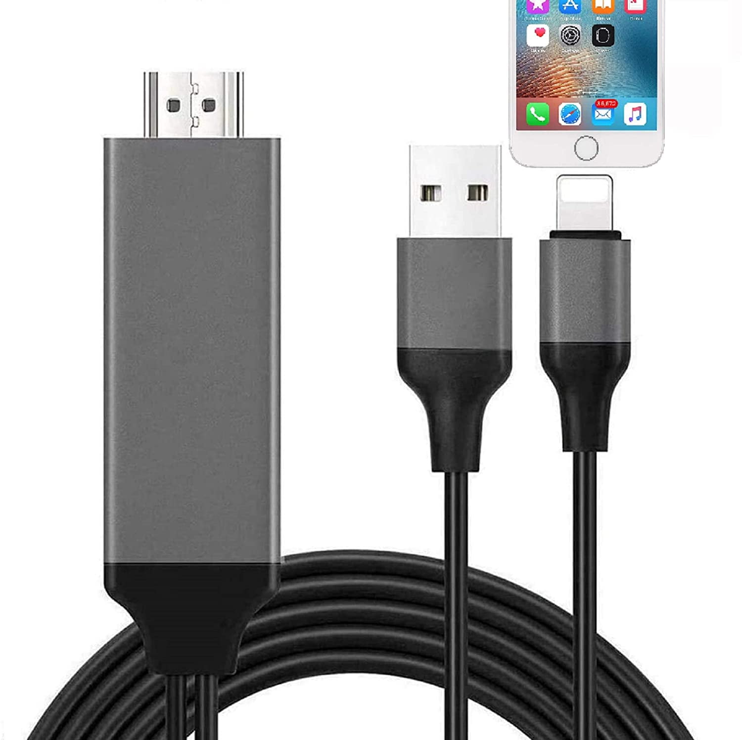 Cable Adaptador HDMI TV HDTV y Cable USB 1080P para iPhone 7 7plus 8 8 plus X .. 
