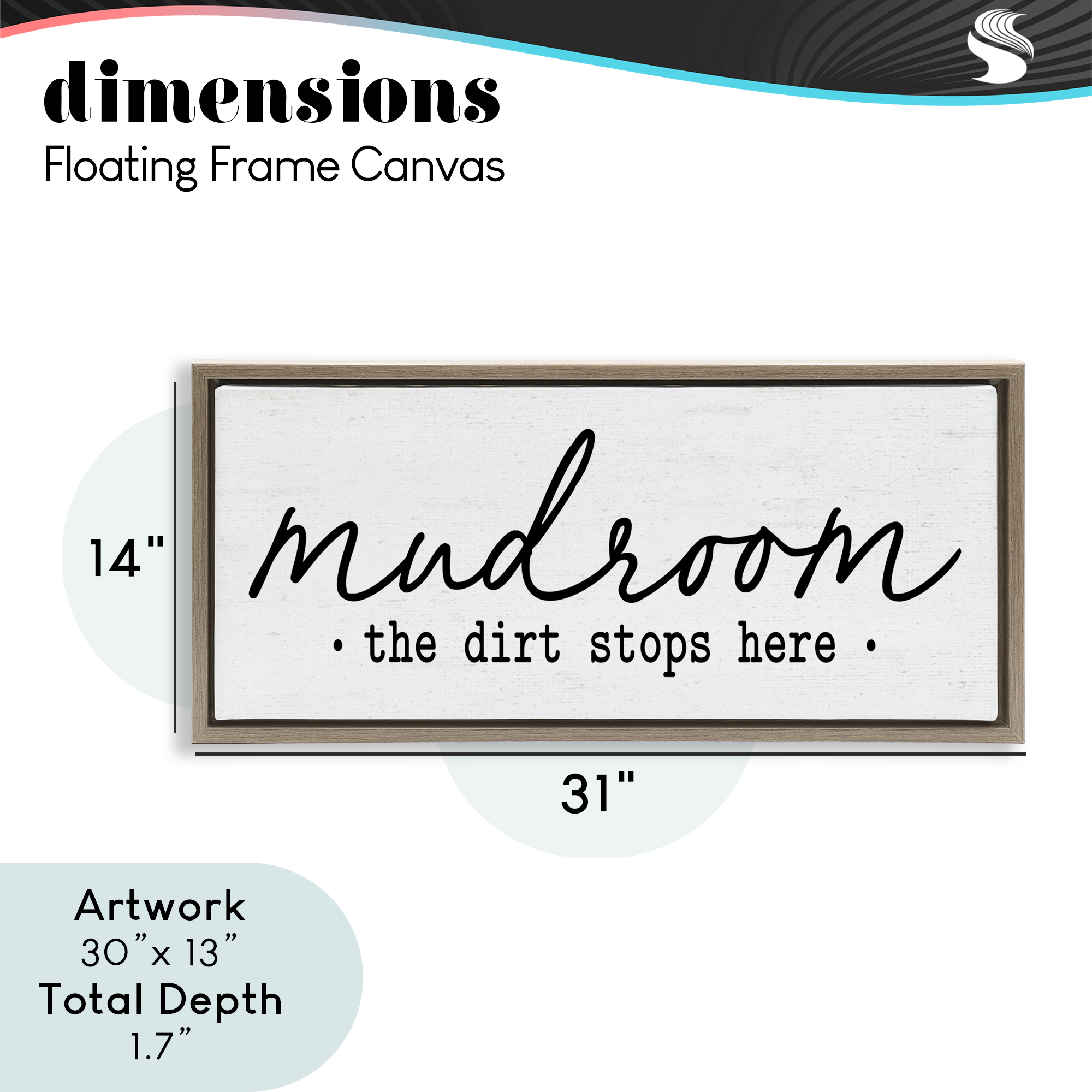 Mudroom Script Dirt Stops Here Brown Framed Floater Canvas Wall Art, design by Lettered and Lined