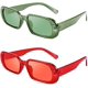 thumbnail image 1 of Paquete de 2 gafas de sol rectangulares retro de los años 90, gafas cuadradas pequeñas y gruesas B7039-F2, 1 of 4