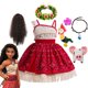thumbnail image 2 of Girls Adventure Moana 2 Cosplay Costume Kids Summer One Shoulder Sleeveless Vintage Princess Dress Set Halloween Party Clothing, 2 of 5