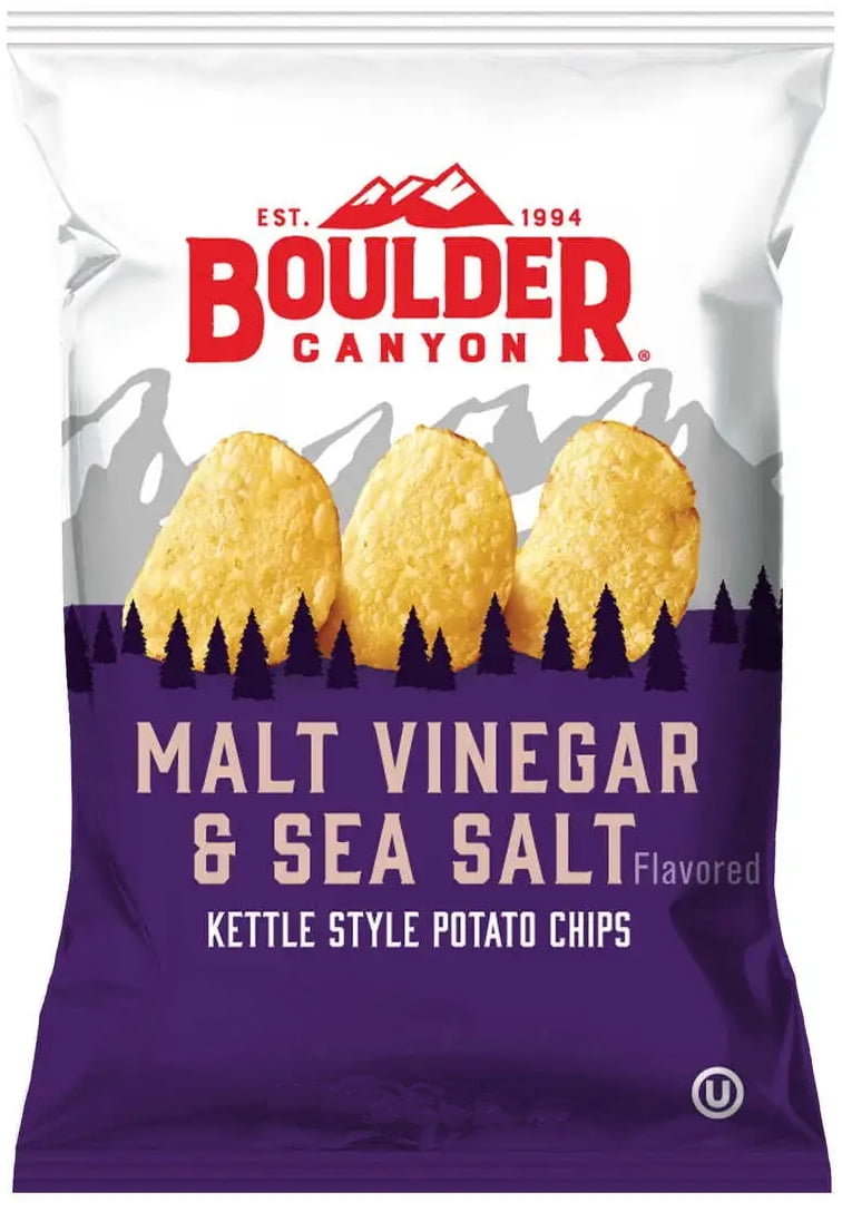 Boulder Canyon Kettle Style Potato Chips Variety Pack – 16 Pack (1.5 oz Bags) Sea Salt & Cracked Pepper, Malt Vinegar & Sea Salt, Hickory Barbecue, Jalapeño Cheddar – Gluten Free Snack Pack