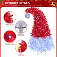 thumbnail image 4 of Santa Hat Style Pre-Lit Christmas Tree with 1050 PVC Branch Tips, 300 Cold White LED Lights, Remote Control Included, Easy Assembly, 6FT, Red+White, 4 of 8