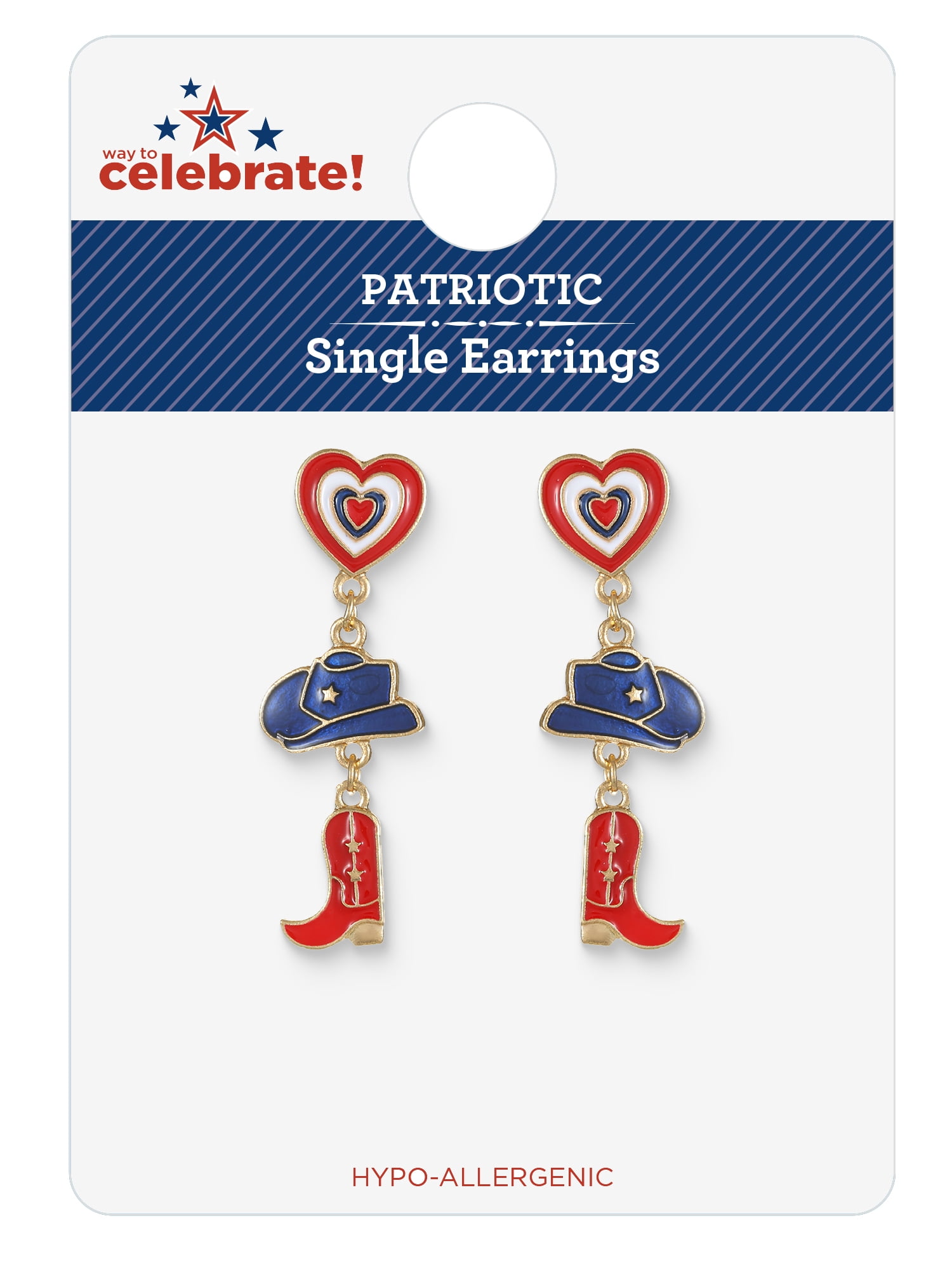Way to Celebrate Americana Patriotic Western Drop Earrings