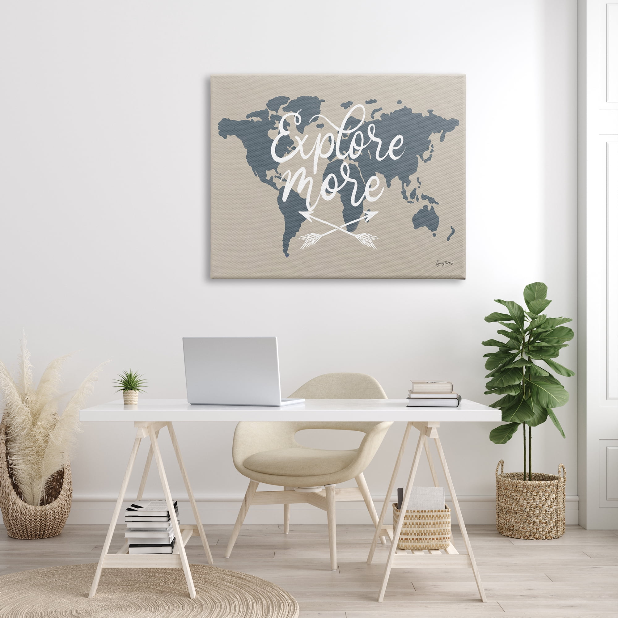 Stupell Industries Explore More Sentiment Crossed Arrows World Map Inspirational Painting Gallery Wrapped Canvas Print Wall Art, 36 x 48