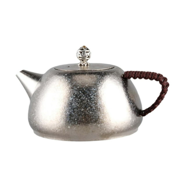 Tetera de titanio portátil con mango antideslizante y colador de té, tetera Kung Fu Plata